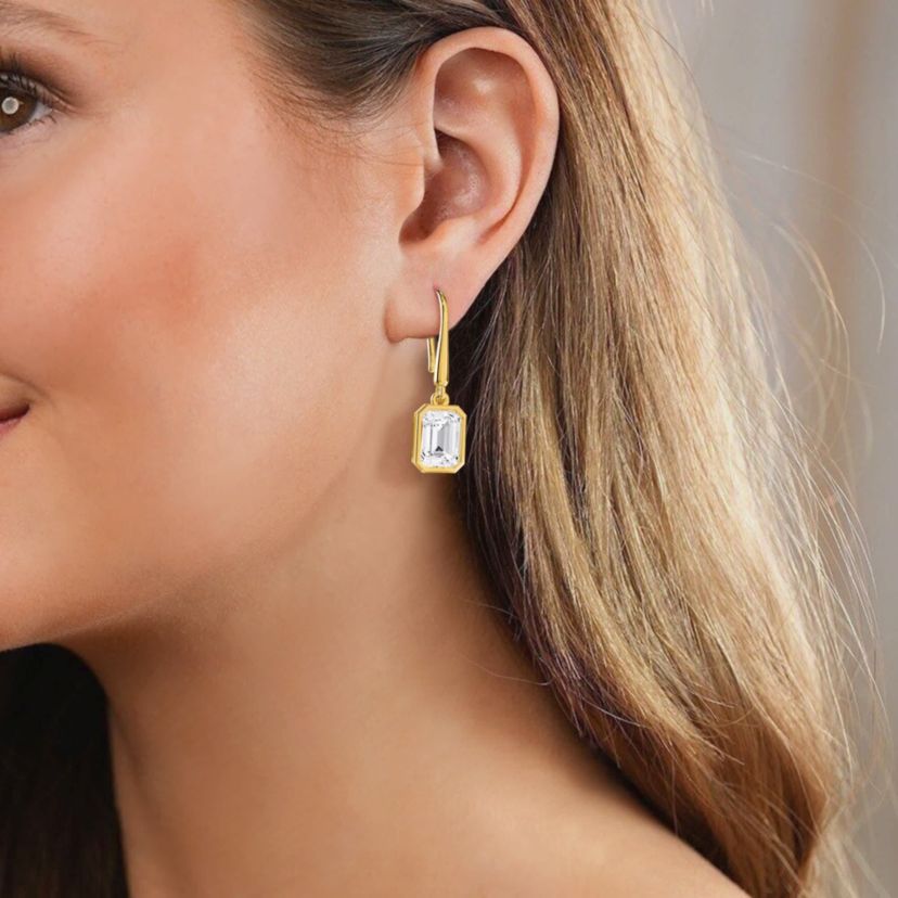 Lab Created 18k Vermeil Plated Silver 2.3 Ct Lab Grown Diamond Drop Dangle Earrings VVS-VS, E-F