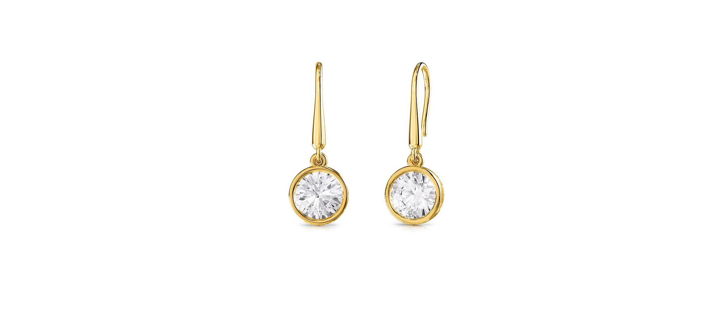 Lab Created 18k Vermeil Plated Silver 2 Ct Round Lab Grown Diamond Drop & Dangle Earrings