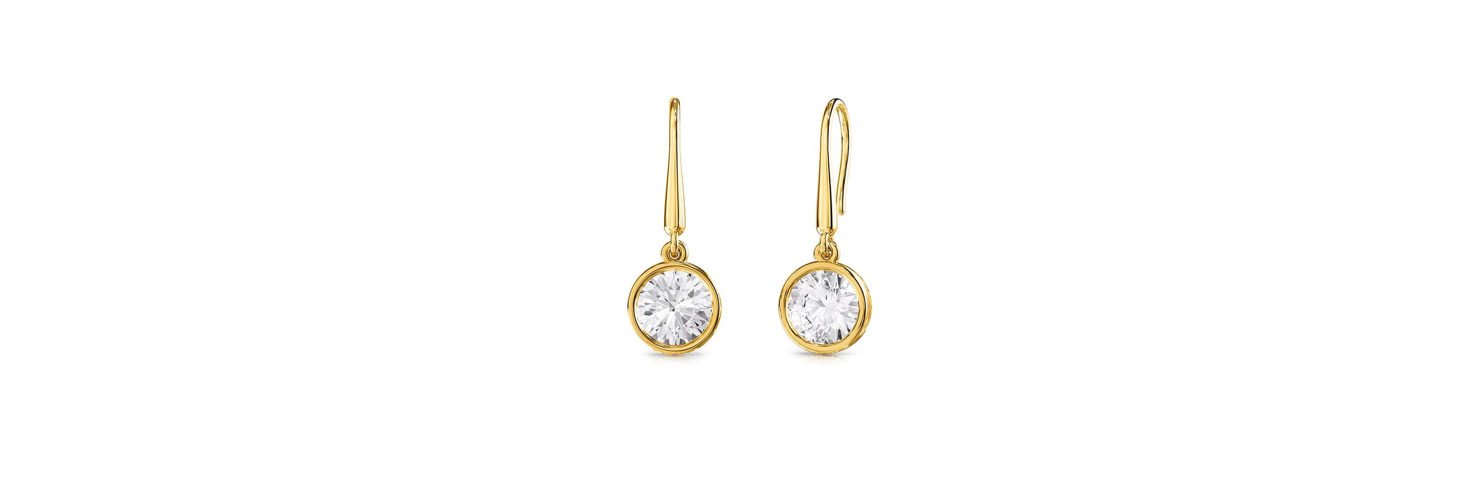 Lab Created 18k Vermeil Plated Silver 2 Ct Round Lab Grown Diamond Drop & Dangle Earrings VVS-VS, E-F