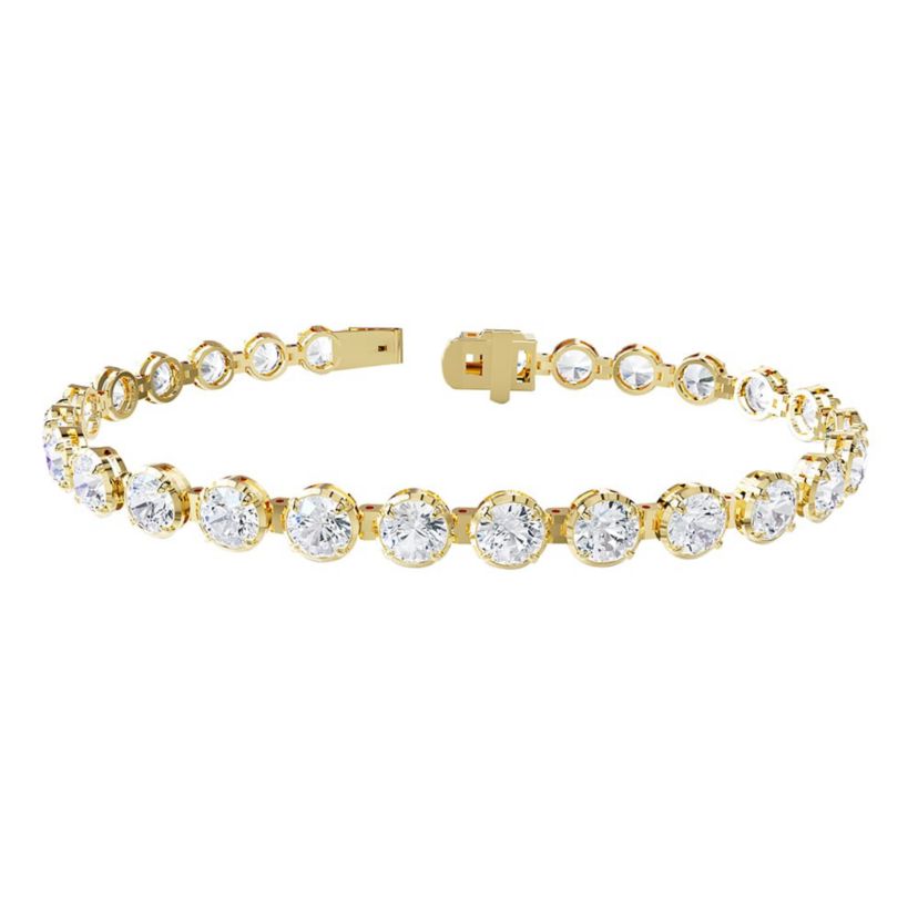 Lab Created 18k Vermeil Plated Silver 10.5 Ct Round Lab Grown Diamond Tennis Bracelet 7"
