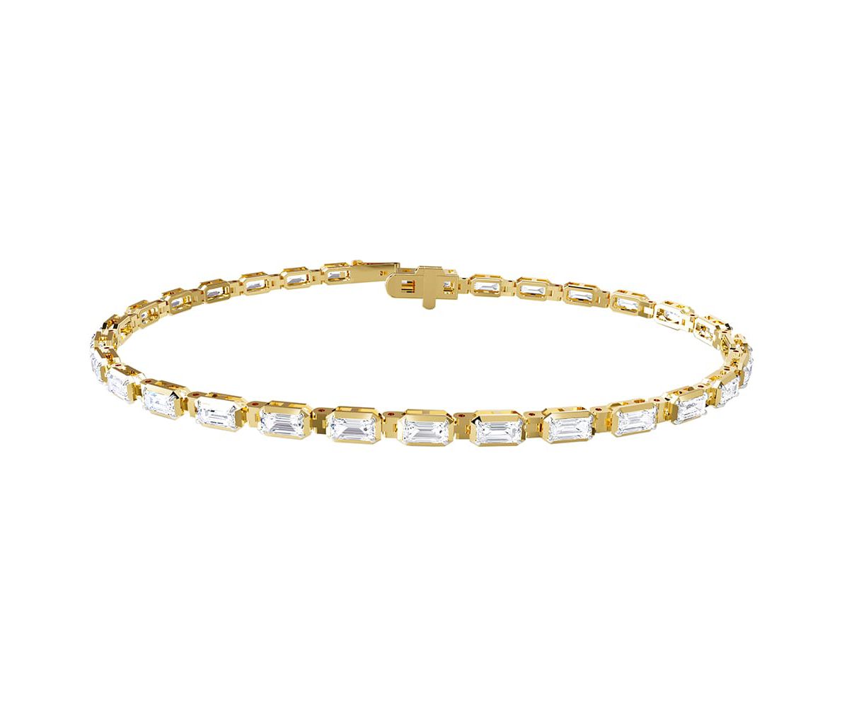 Lab Created 18k Vermeil Plated Silver 3.25 ct Radiant Cut Lab Grown Diamond tennis Bracelet 7"