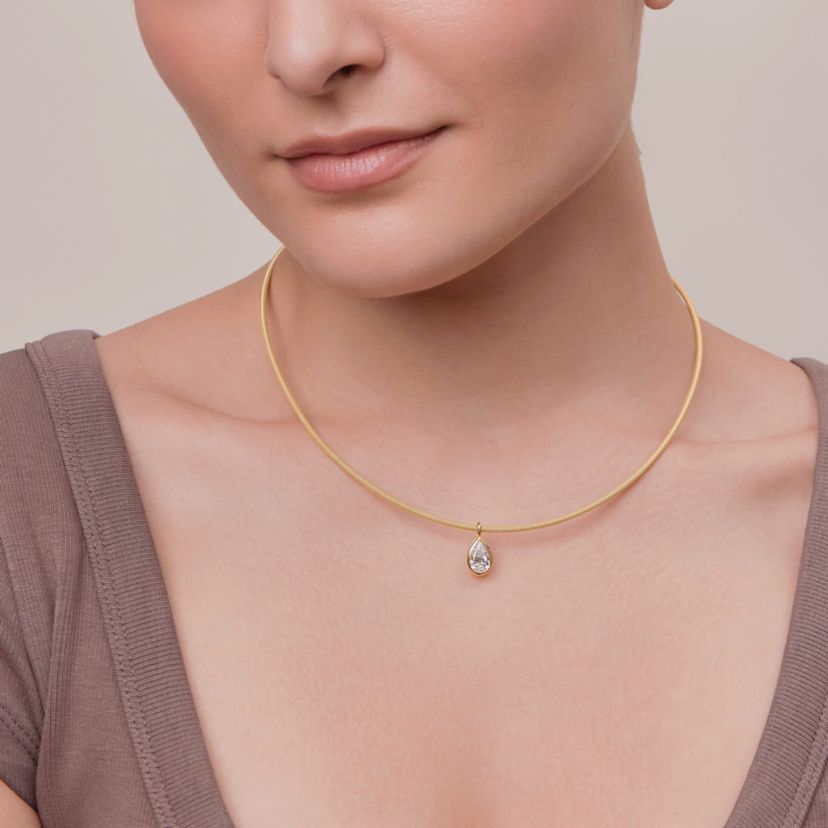 Lab Created 18k Vermeil Plated Silver1 Ct Pear Cut Lab Grown Diamond Pendant Necklace 18"