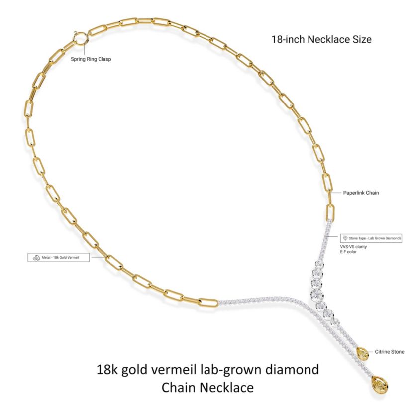 Lab Created 925 Sterling Silver Two-tone 3.8 Ct Pear Cut White & Yellow Lab Grown Diamond Drop Necklace 18" VVS-VS, E-F