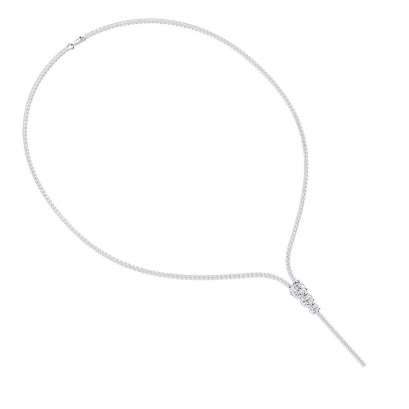 Lab Created Sterling Silver 7 Ct Round Lab Grown Diamond Drop Necklace 18"