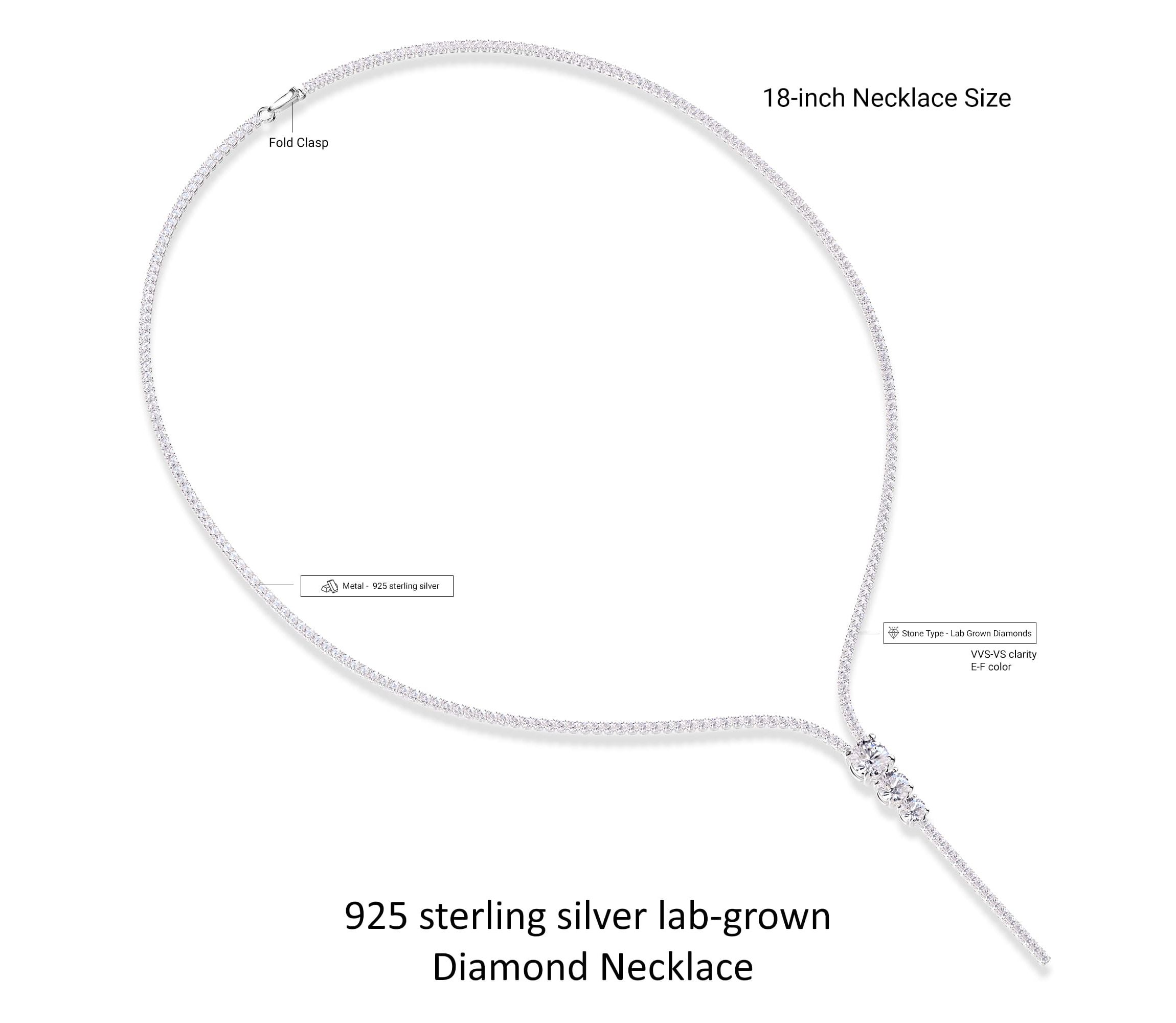 Lab Created Sterling Silver 7 Ct Round Lab Grown Diamond Drop Necklace 18"