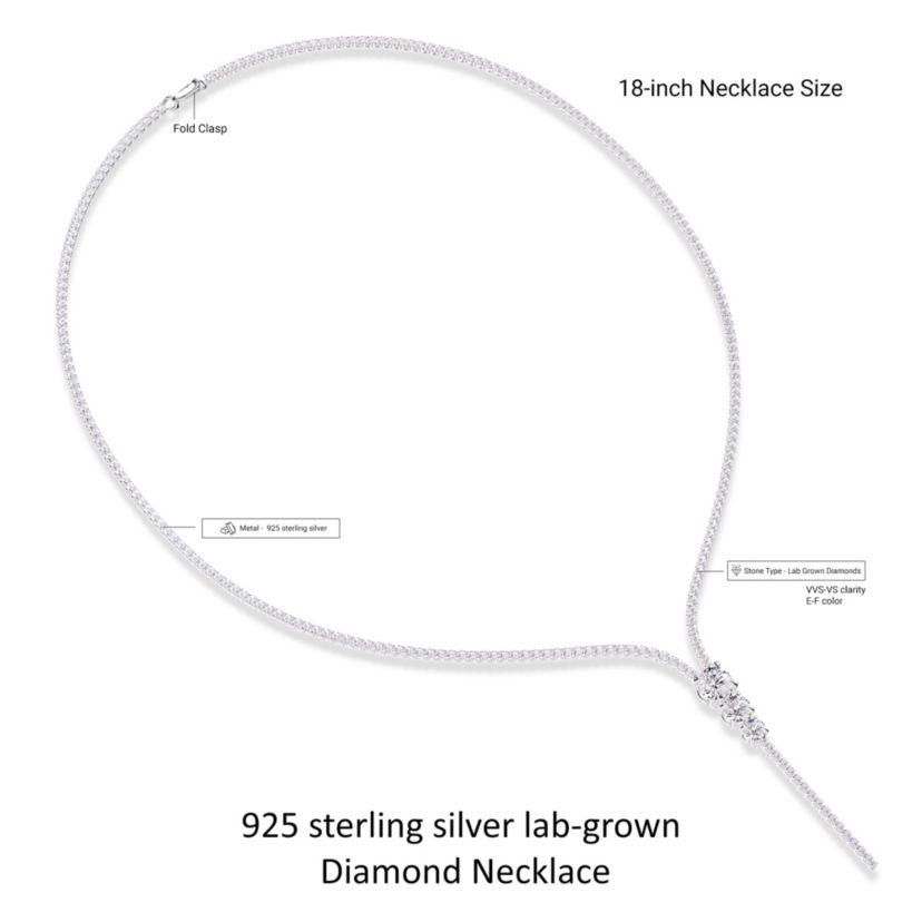 Lab Created Sterling Silver 7 Ct Round Lab Grown Diamond Drop Necklace 18"