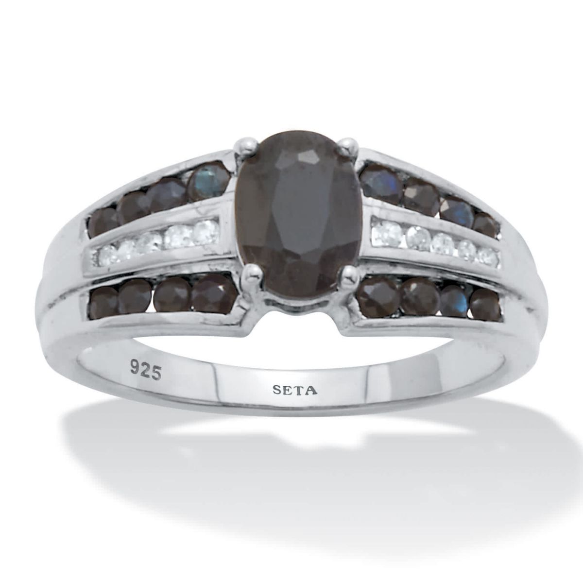 Seta Jewelry 1.49 TCW Sapphire and Diamond Platinum-Plated Sterling ...