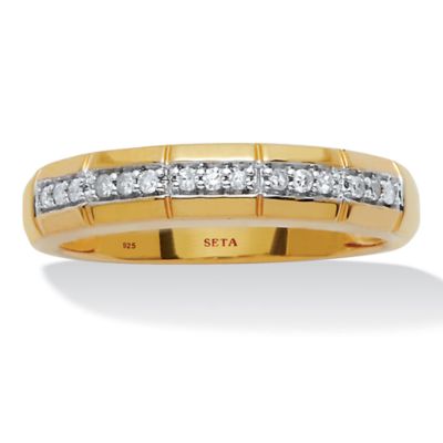 Seta Jewelry Men's .15 TCW Diamond 18K Gold-Plated Sterling Silver Slit ...