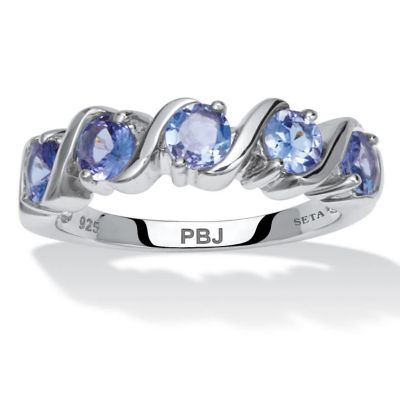 Seta Jewelry 1.33 TCW Oval Cut Genuine Purple Tanzanite and Genuine White Topaz Sterling Silver Ring
