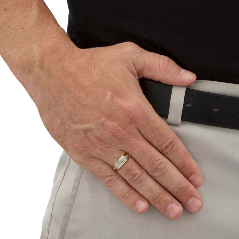 Mens .30 TCW Diamond Gold-Plated Sterling Silver Ring