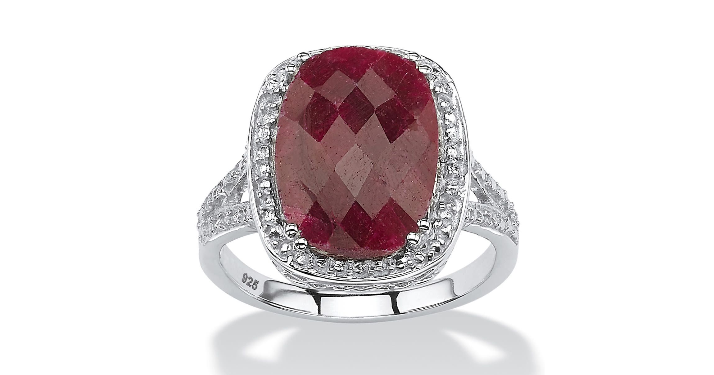 7.25 TCW Genuine Ruby Ring in .925 Sterling Silver