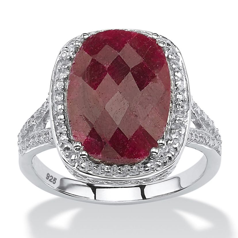 7.25 TCW Genuine Ruby Ring in .925 Sterling Silver
