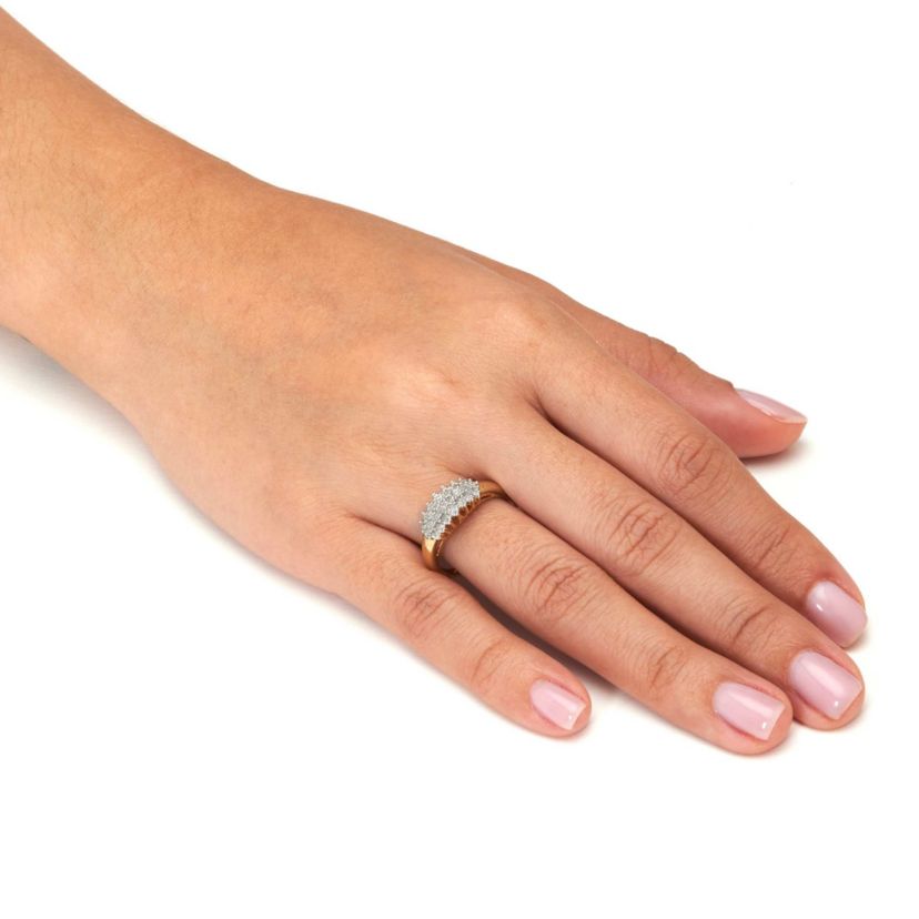 .17 TCW Diamond Cluster Gold Over Silver Ring