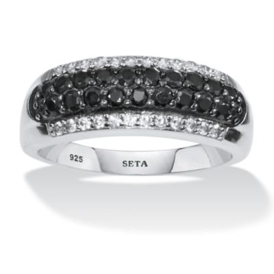 Seta Jewelry .22 TCW Round Black Spinel and Cubic Zirconia Sterling ...