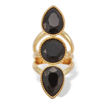 Seta Jewelry 3-Stone Goldtone Onyx Cocktail Ring | Belk