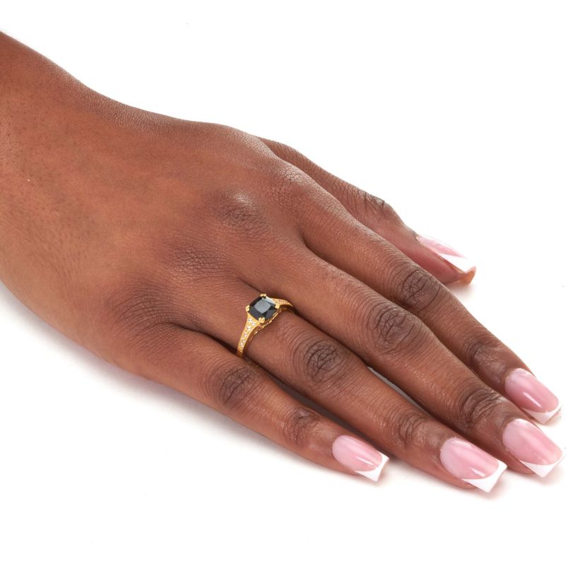 .12 TCW Cushion Cut Spinel and CZ Gold-Plated Sterling Silver Engagement Ring
