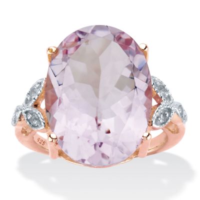 Seta Jewelry Oval-Cut Genuine Pink Amethyst and White Topaz Two-Tone Cocktail Ring 10.93 TCW 14k Rose Gold-plated Sterling Silver
