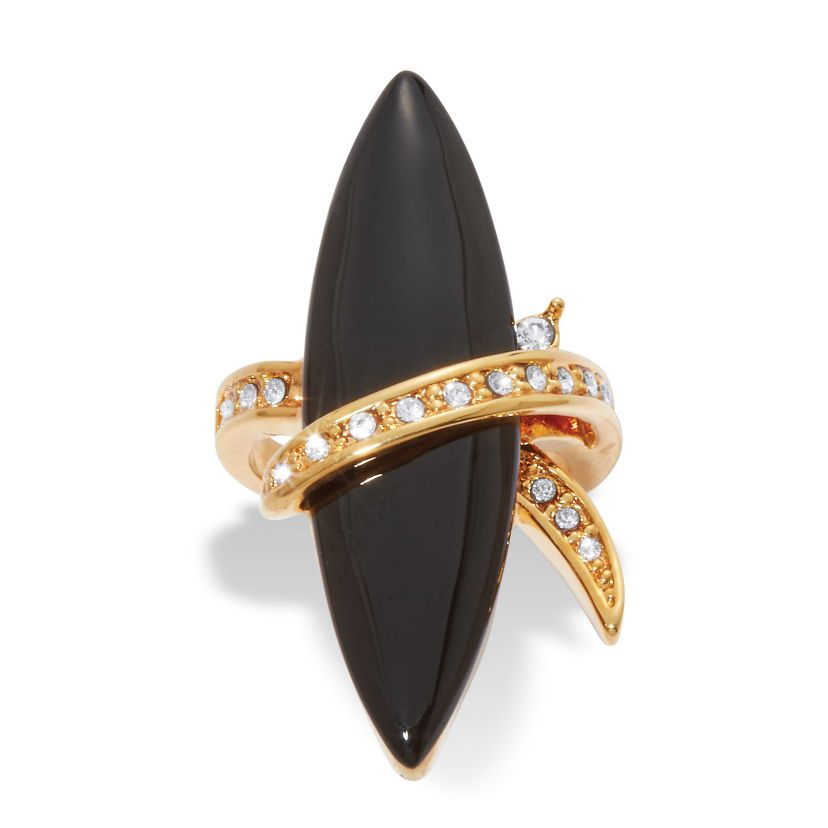 Seta Jewelry Wrapped Marquise Onyx and Crystal Gold-Plated Ring | Belk
