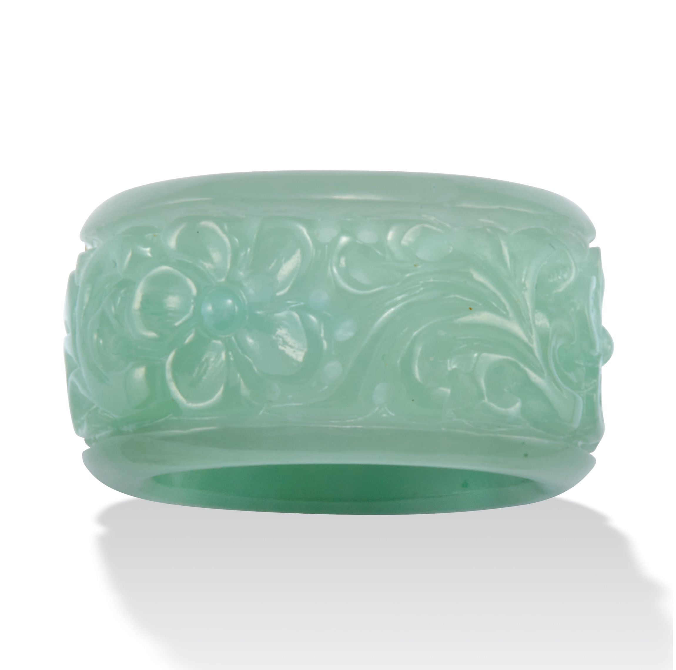 Genuine Green Jade Flower Eternity Band