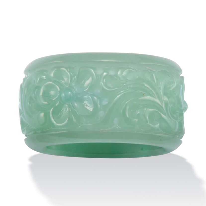 Genuine Green Jade Flower Eternity Band