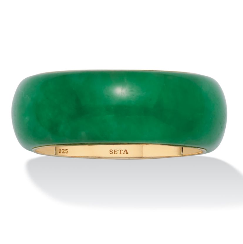 Genuine Jade 14k Gold-Plated Sterling Silver Band