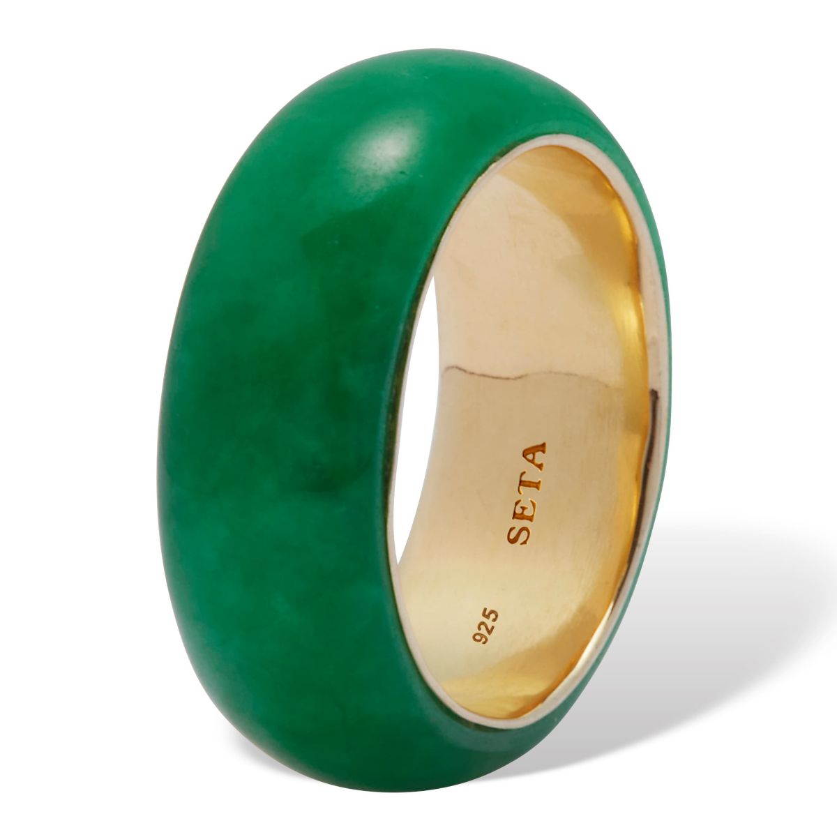 Genuine Jade 14k Gold-Plated Sterling Silver Band