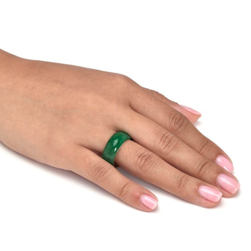 Genuine Jade 14k Gold-Plated Sterling Silver Band