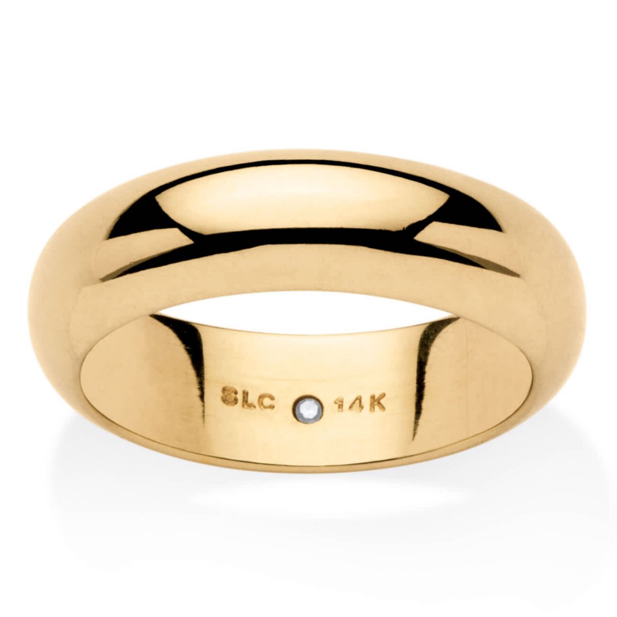 14k Gold Ultra-Lightweight Nano Diamond Resin Filled Wedding Band 6mm