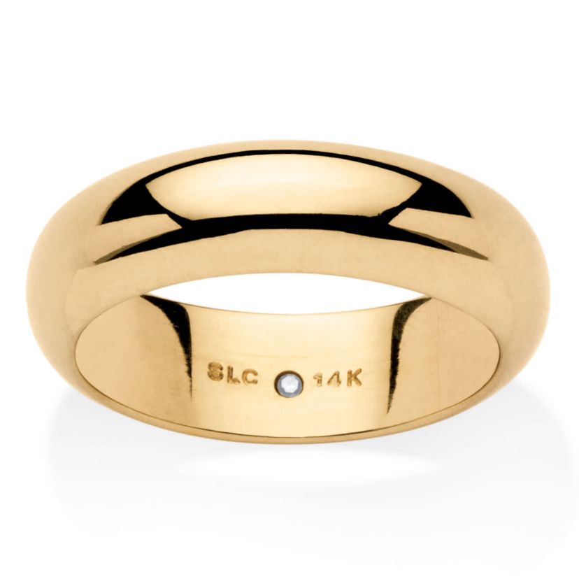 14k Gold Ultra-Lightweight Nano Diamond Resin Filled Wedding Band 6mm