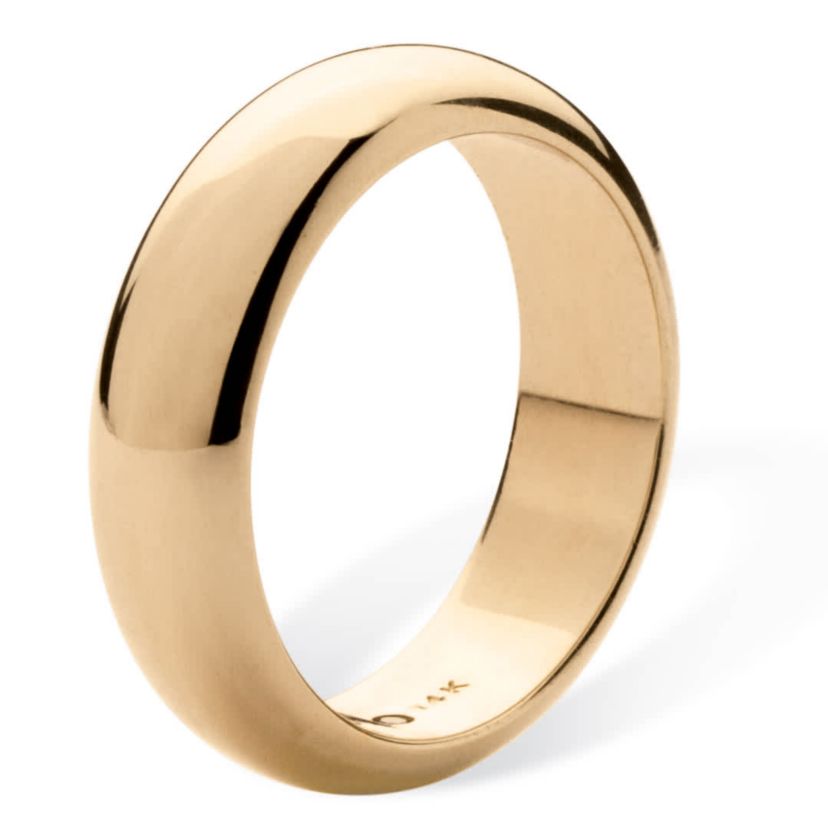 14k Gold Ultra-Lightweight Nano Diamond Resin Filled Wedding Band 6mm