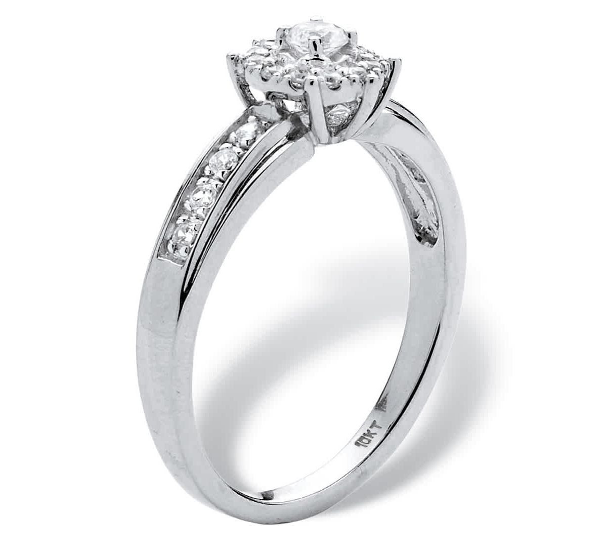 1/4 TCW Round Diamond Halo Engagement Ring in 10k White Gold
