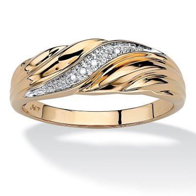 Seta Jewelry Men's Diamond Accent 10k Yellow Gold Swirled Wedding Band Ring