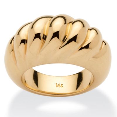 Seta Jewelry 14k Yellow Gold Ultra-Lightweight Nano Diamond Resin Filled Shrimp-Style Dome Ring
