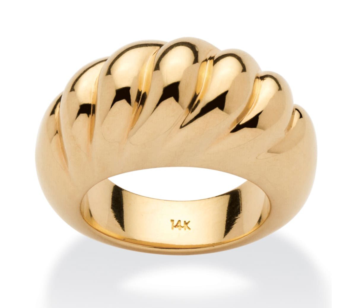 14k Gold Ultra-Lightweight Nano Diamond Resin Filled Shrimp-Style Dome Ring