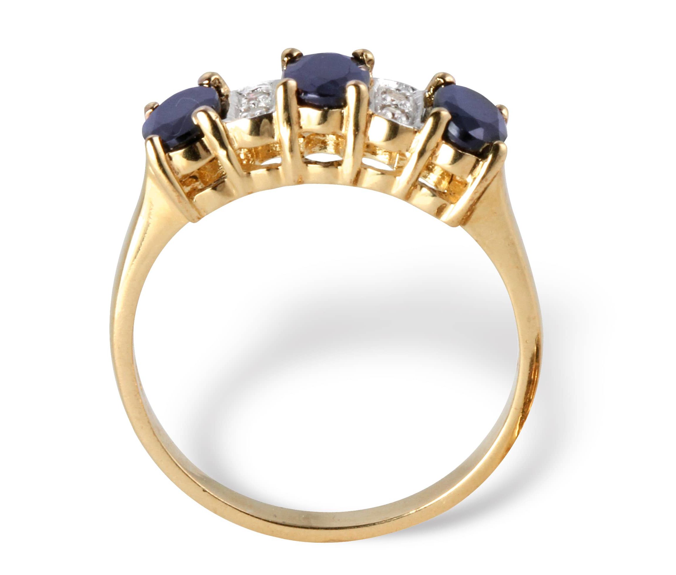 1.86 TCW Oval-Cut Genuine Blue Sapphire Gold-Plated Sterling Silver Ring