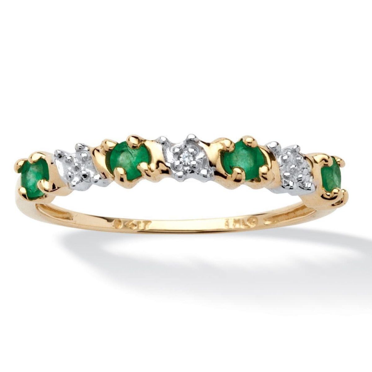 .32 TCW Genuine Round Emerald and Diamond Accent Ring in 10k Gold