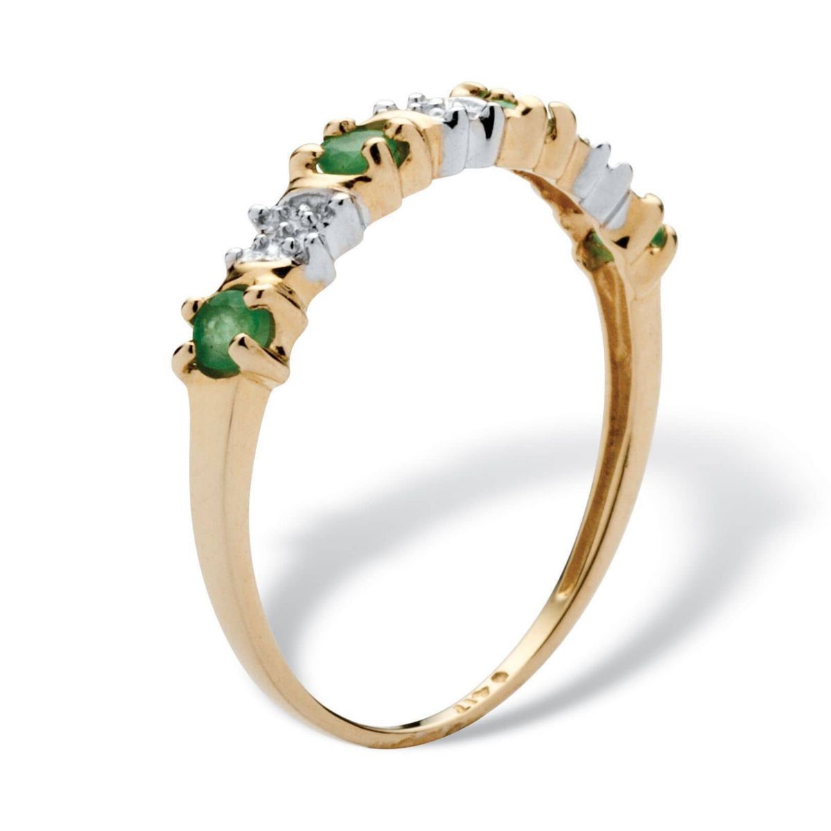 .32 TCW Genuine Round Emerald and Diamond Accent Ring in 10k Gold