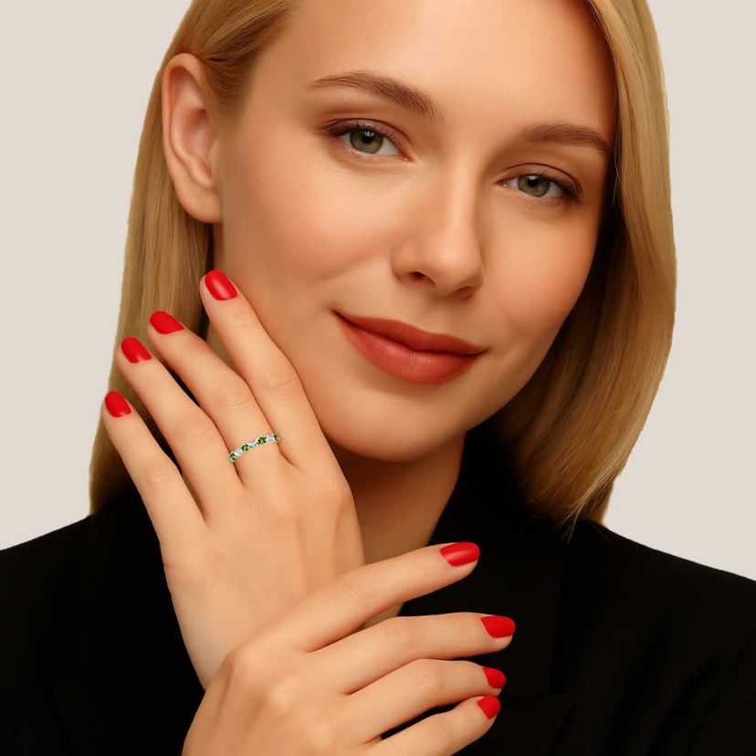 .32 TCW Genuine Round Emerald and Diamond Accent Ring in 10k Gold