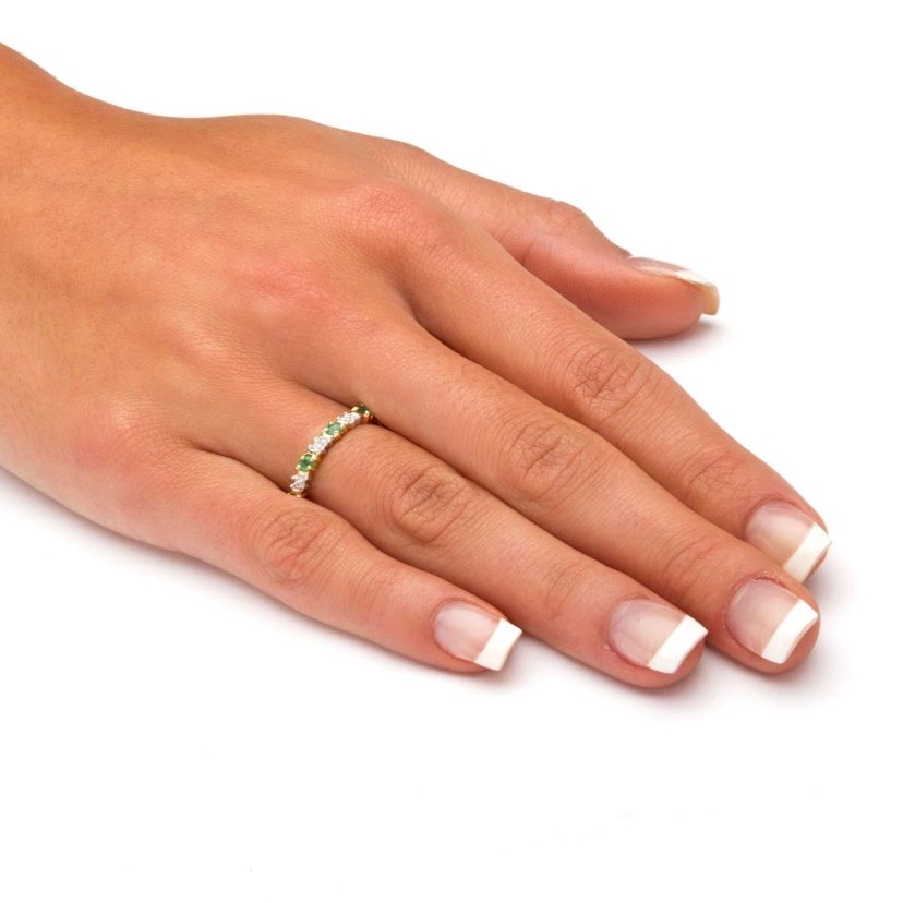 .32 TCW Genuine Round Emerald and Diamond Accent Ring in 10k Gold