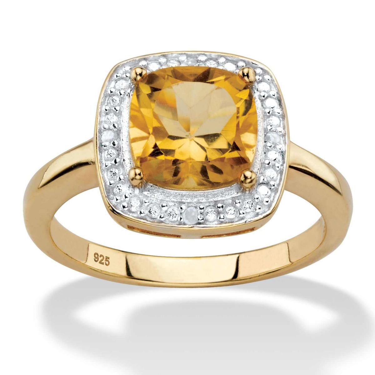 1.85 TCW Genuine Citrine Diamond Accent 14k Gold-plated Silver Halo Ring