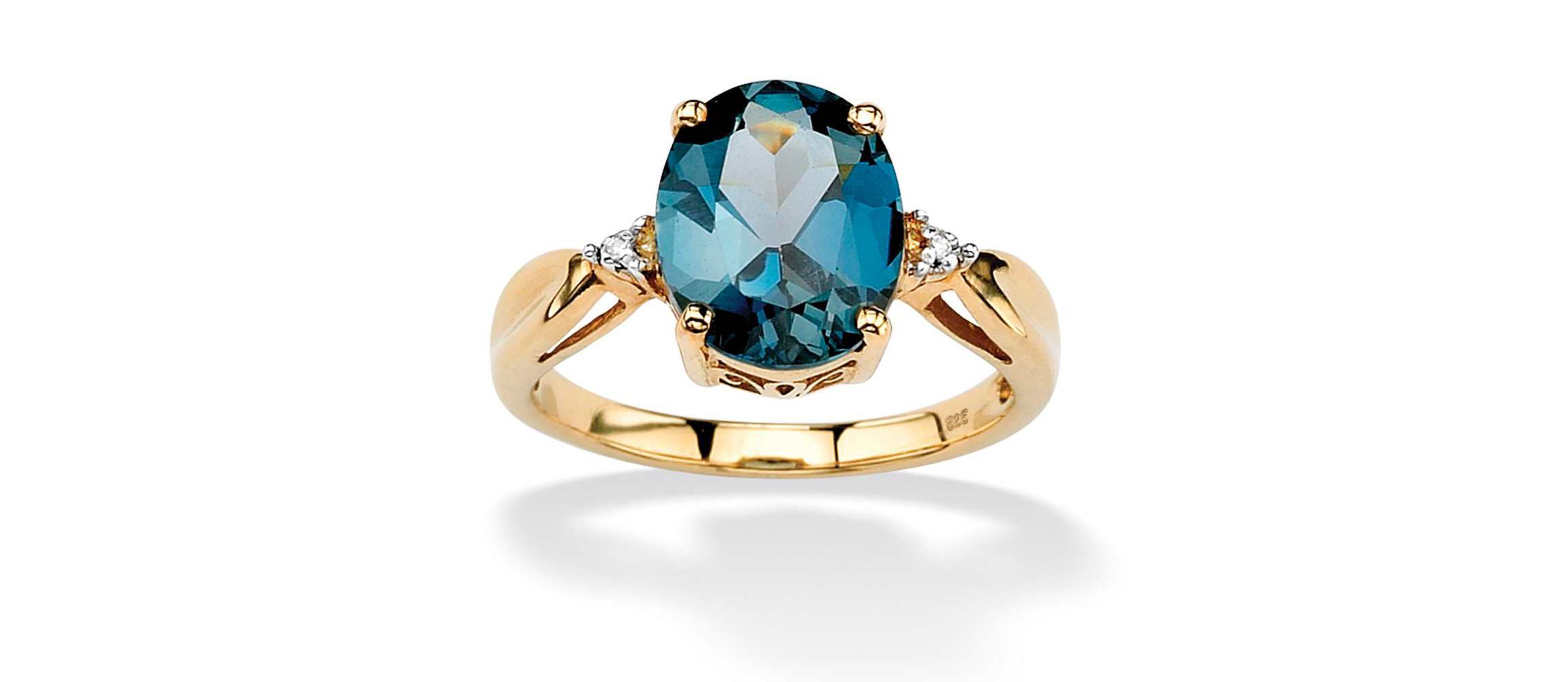 4.51 TCW Genuine London Blue Topaz Ring in Gold-Plated Sterling Silver