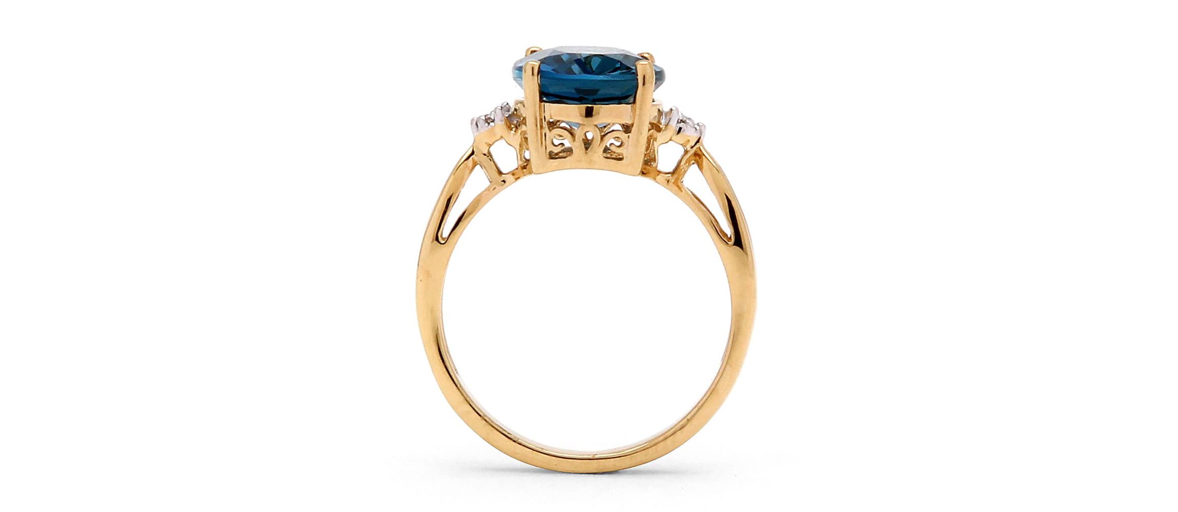 4.51 TCW Genuine London Blue Topaz Ring in Gold-Plated Sterling Silver