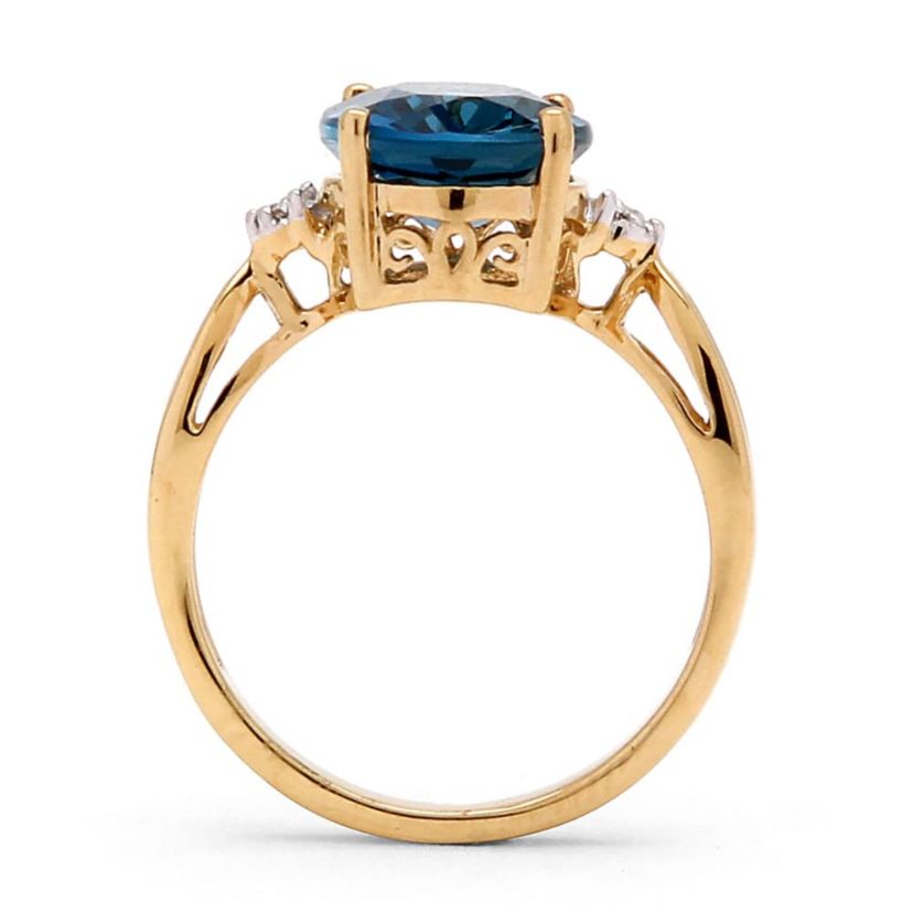 4.51 TCW Genuine London Blue Topaz Ring in Gold-Plated Sterling Silver