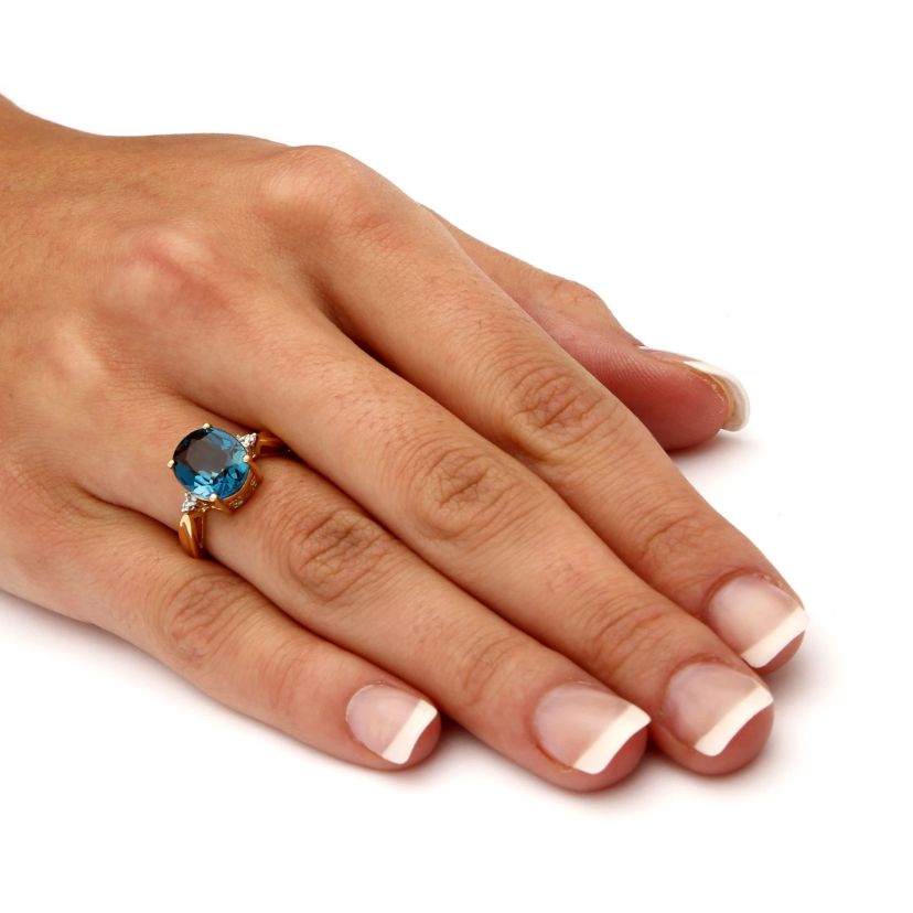 4.51 TCW Genuine London Blue Topaz Ring in Gold-Plated Sterling Silver