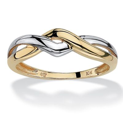 Seta Jewelry 10k Yellow Gold Two-Tone Twisted Crossover Ring, 5
