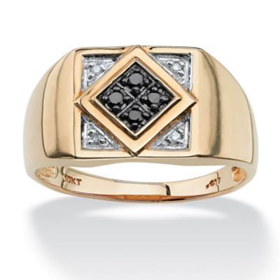 Seta Jewelry Men's .10 TCW Round Black and White Diamond Geometric Ring ...