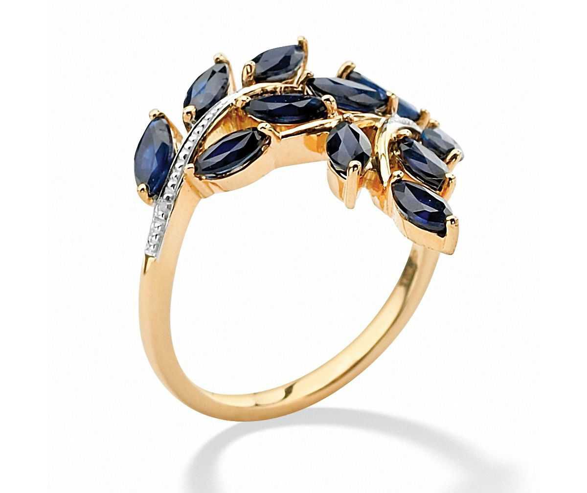 2.65 TCW Genuine Marquise-Cut Blue Sapphire Ring 18k Gold-plated Sterling Silver