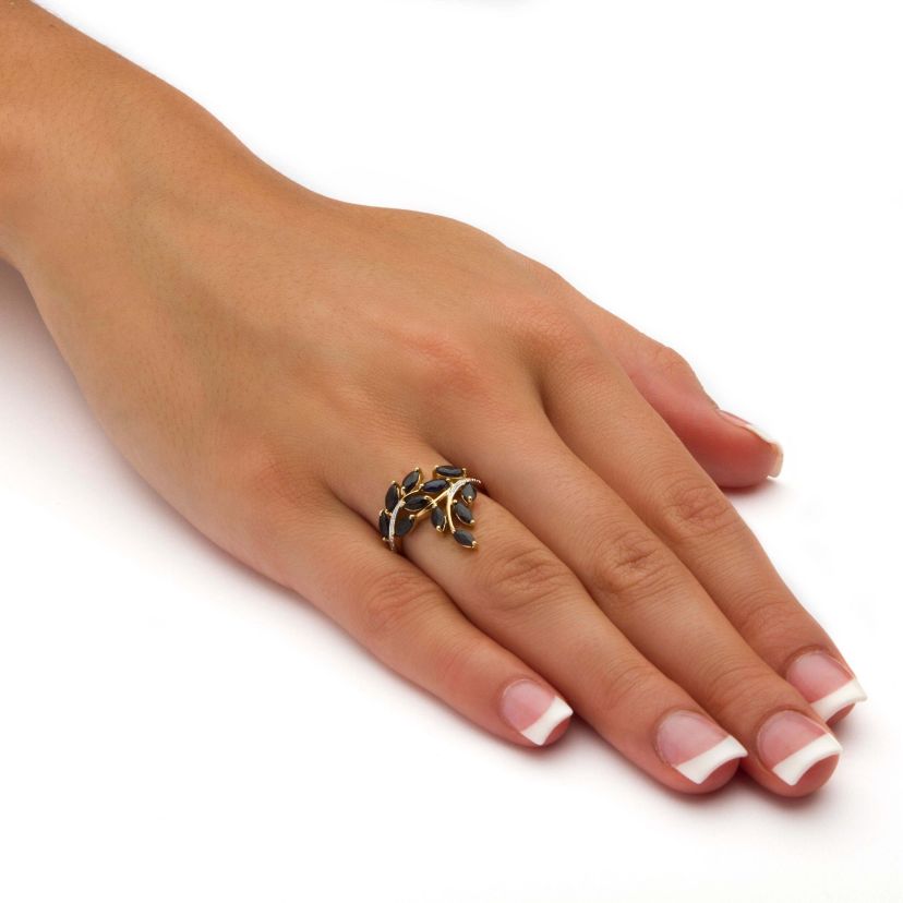 2.65 TCW Genuine Marquise-Cut Blue Sapphire Ring 18k Gold-plated Sterling Silver