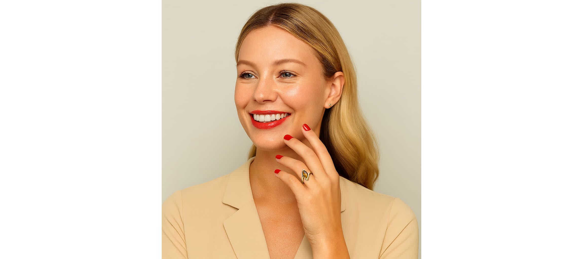 Marquise-Shaped Genuine Tigers-Eye Yellow Gold-Plated Cocktail Ring