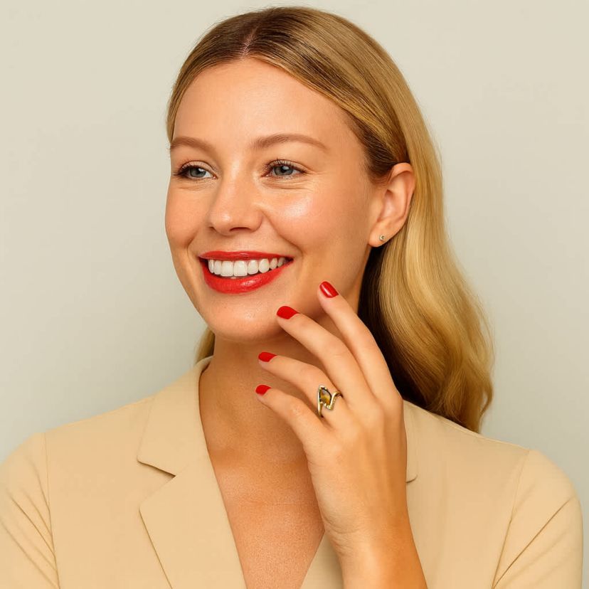 Marquise-Shaped Genuine Tigers-Eye Yellow Gold-Plated Cocktail Ring